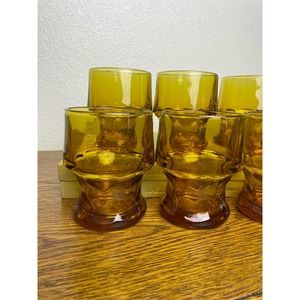 Set of 6 Vintage Libbey Georgian Amber Glasses set
